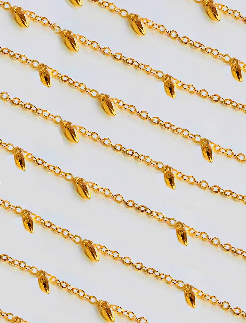 RICE Bead Chain Strand Necklace | 18K Gold Over Sterling Silver