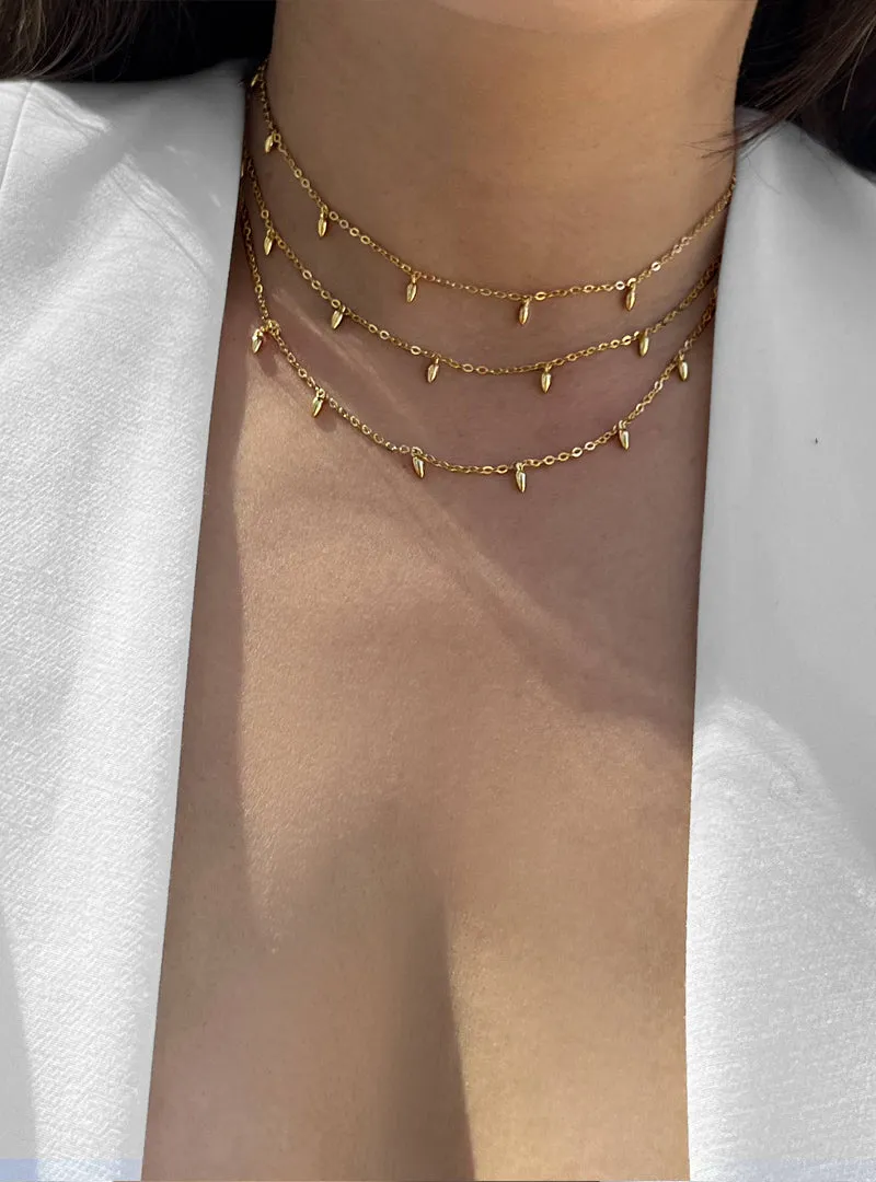 RICE Bead Chain Strand Necklace | 18K Gold Over Sterling Silver