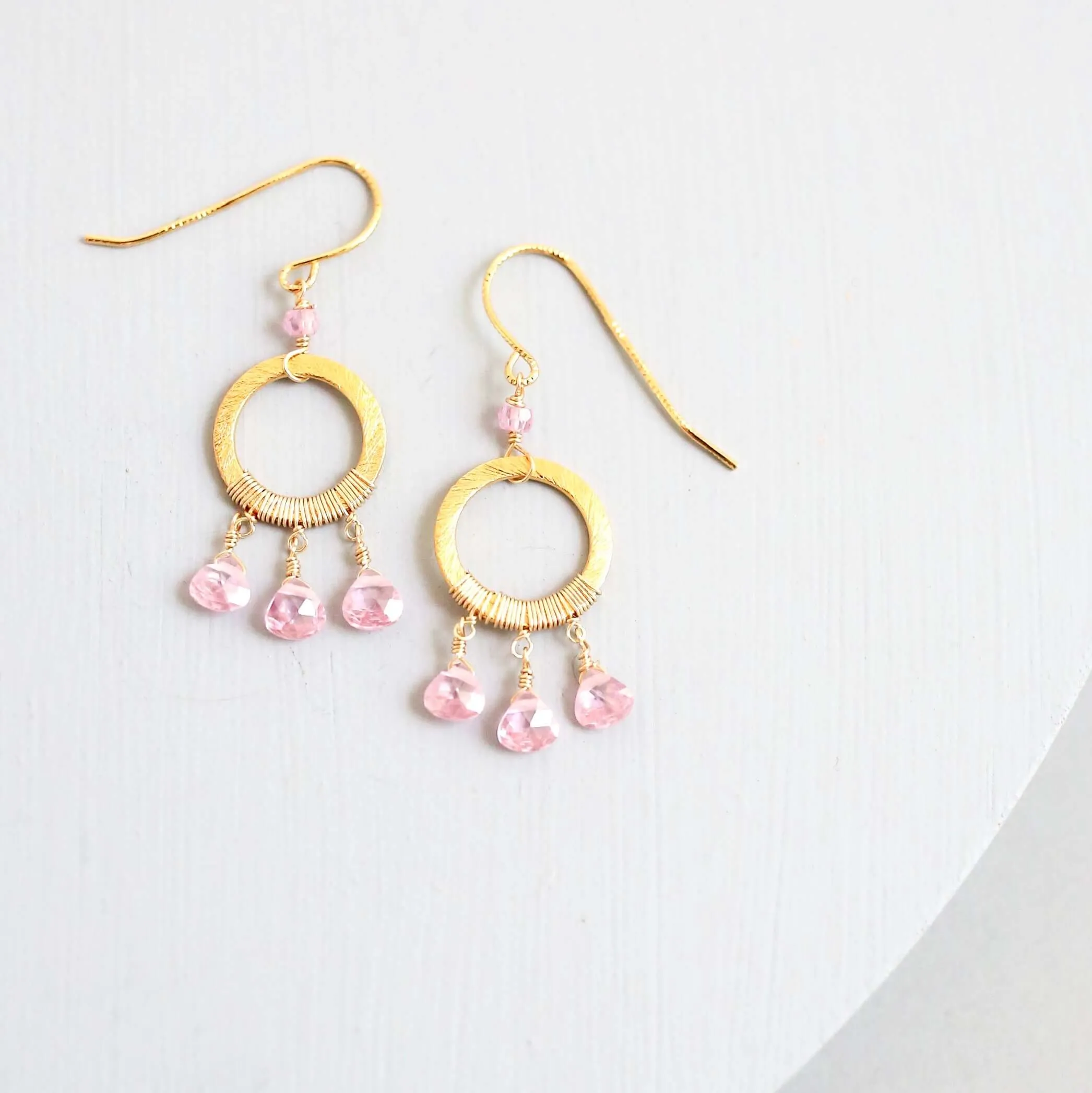 Rose Quartz Mini Boho Earrings