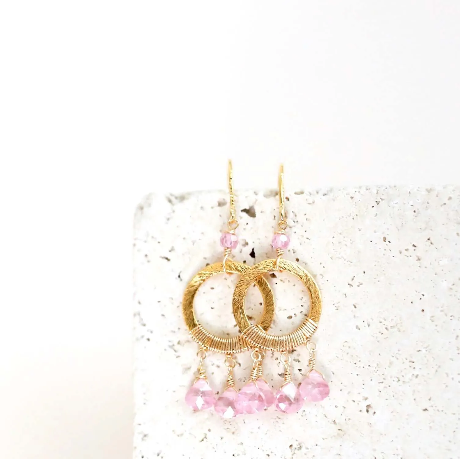 Rose Quartz Mini Boho Earrings