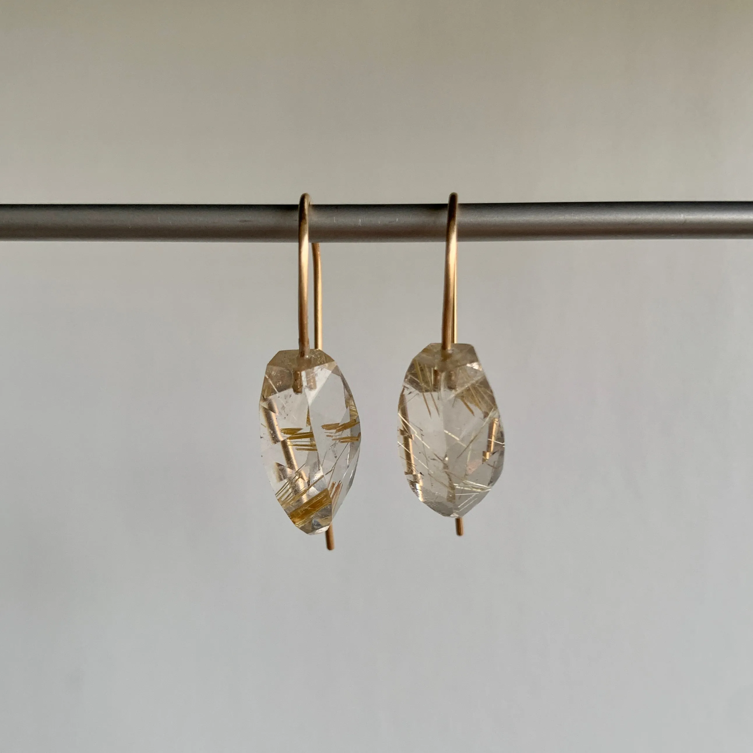 Rutilated Quartz Minimalist Drop Earrings