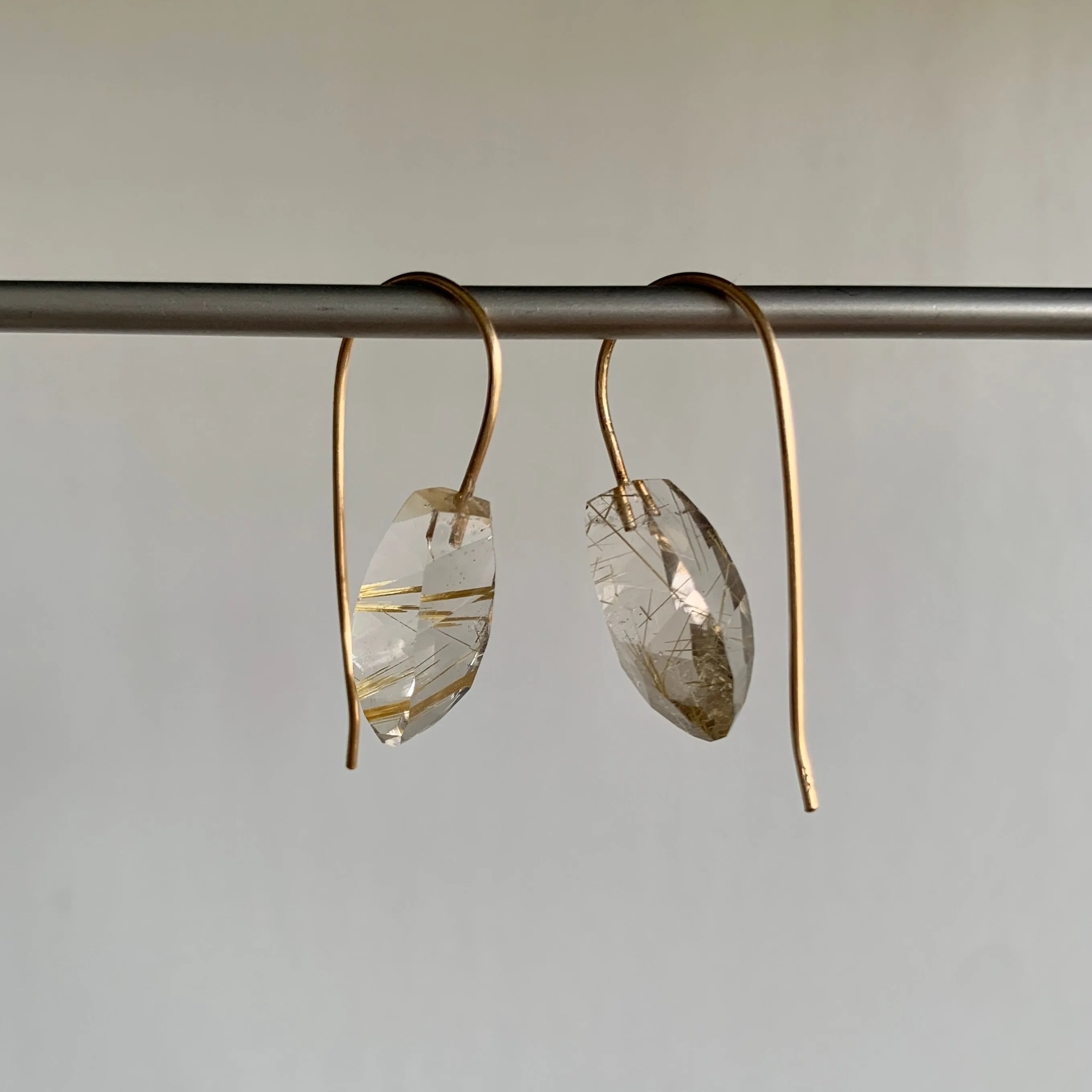 Rutilated Quartz Minimalist Drop Earrings