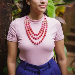 Samoolam Handmade Crochet Mausam Necklace ~ Coral