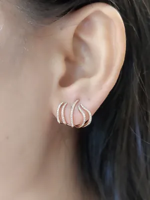 Sexy Claw Diamond Earrings 14K Gold
