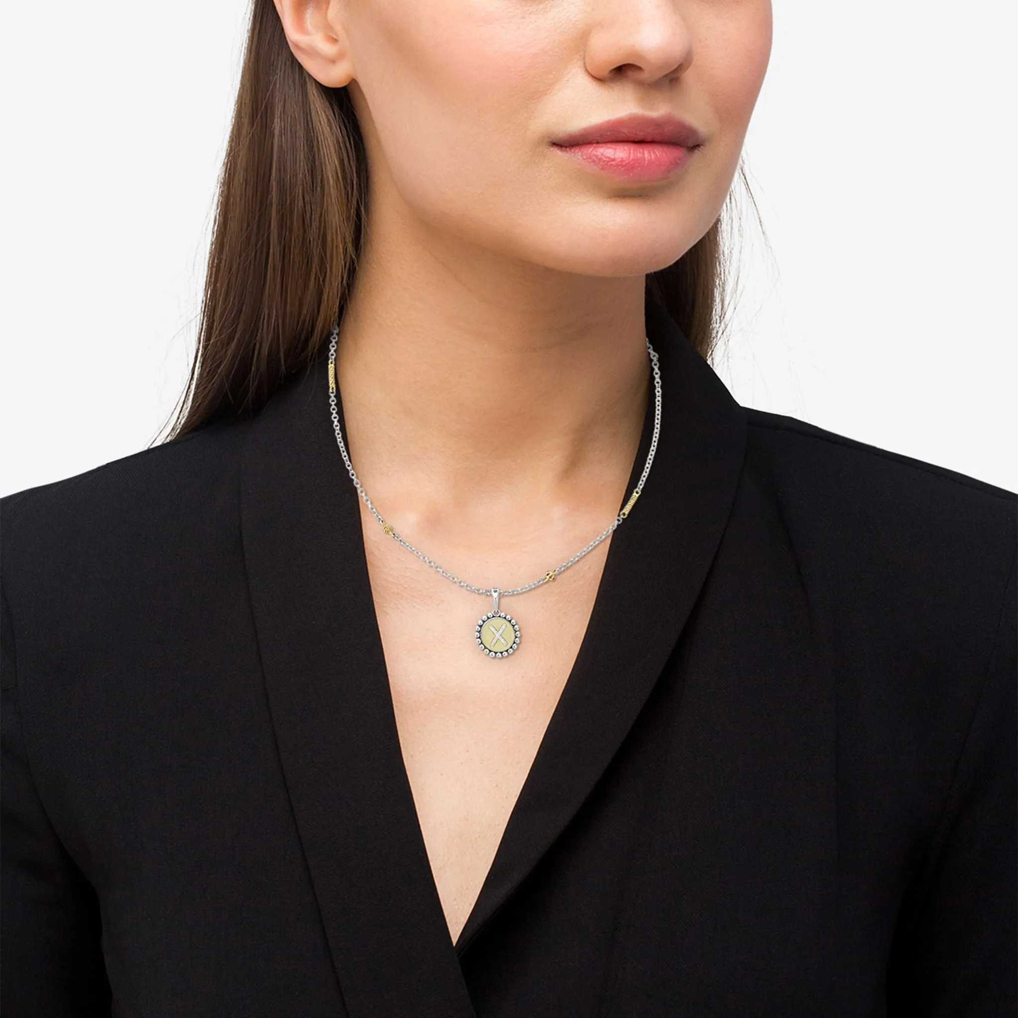 Signature Caviar X Initial Diamond Charm Necklace