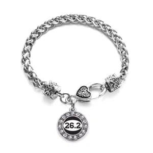 Silver 26.2 Runners Circle Charm Braided Bracelet