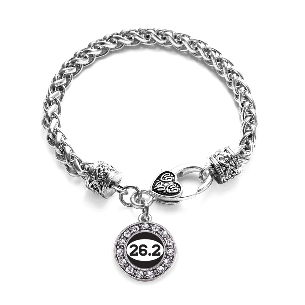 Silver 26.2 Runners Circle Charm Braided Bracelet