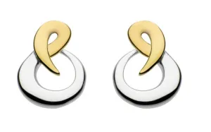 SILVER & 14CT CURVE STUDS 4051GD014