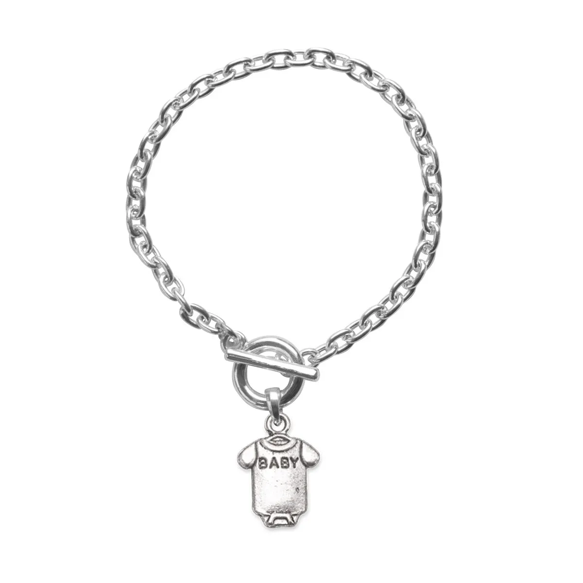 Silver Baby Onesie Charm Toggle Bracelet