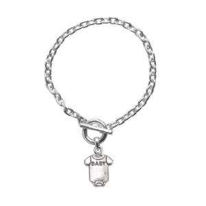 Silver Baby Onesie Charm Toggle Bracelet