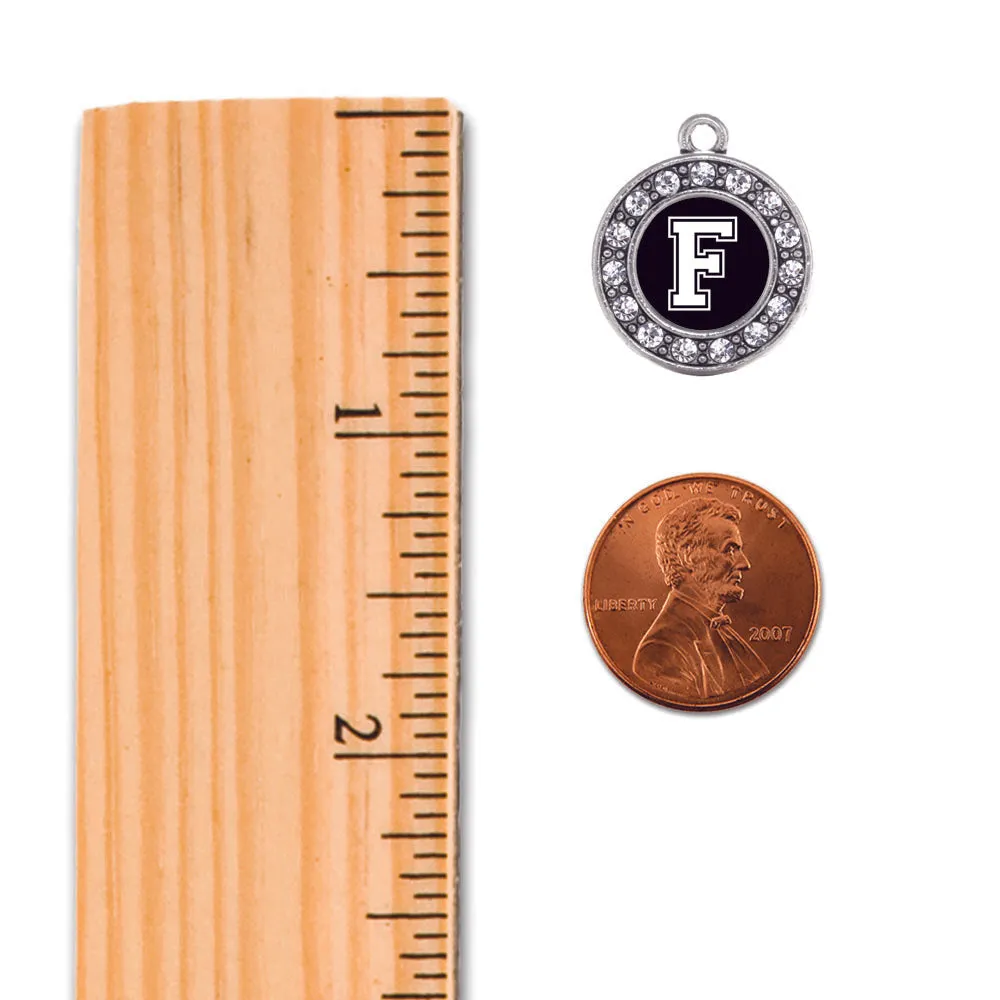 Silver Baseball - Sports Initial F Circle Charm Toggle Bracelet