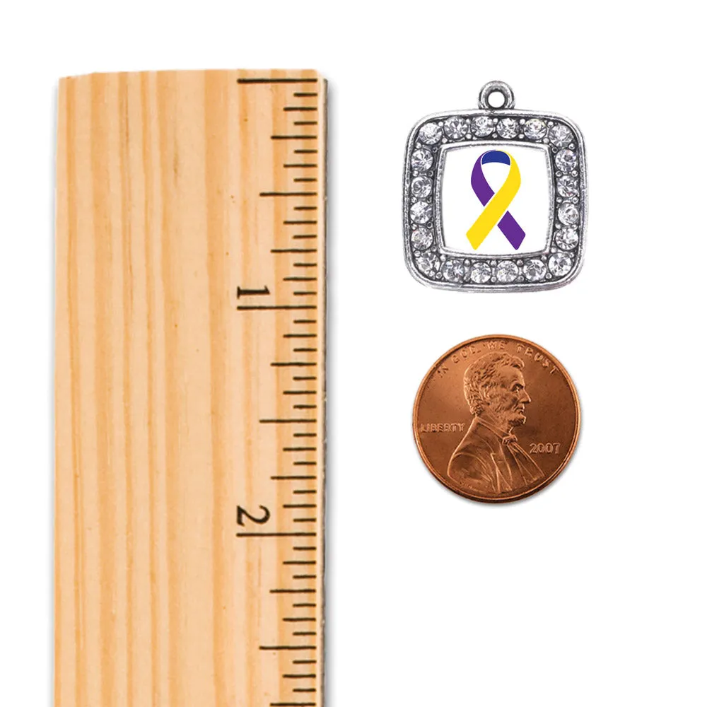 Silver Bladder Cancer Awareness Square Charm Braided Bracelet