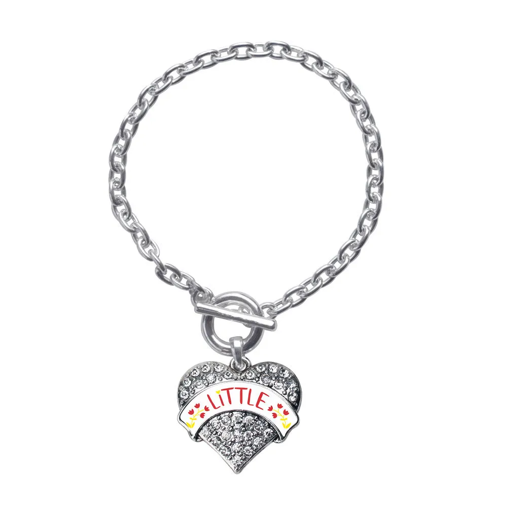 Silver Cardianl Red and Canary Yellow Little Pave Heart Charm Toggle Bracelet