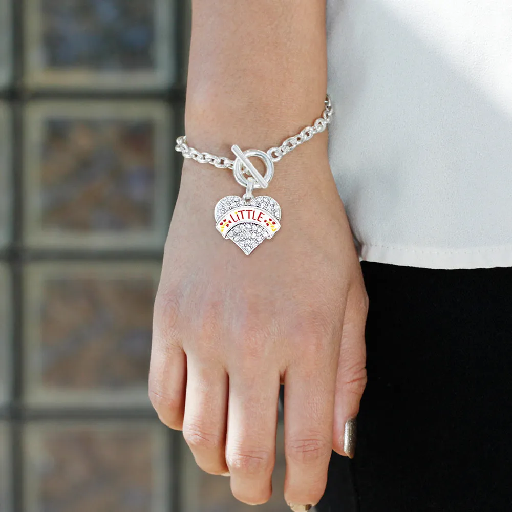 Silver Cardianl Red and Canary Yellow Little Pave Heart Charm Toggle Bracelet