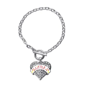Silver Cardianl Red and Canary Yellow Little Pave Heart Charm Toggle Bracelet