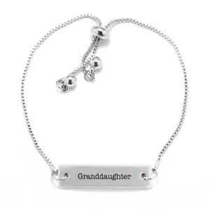 Silver Granddaughter Adjustable Bar Bracelet
