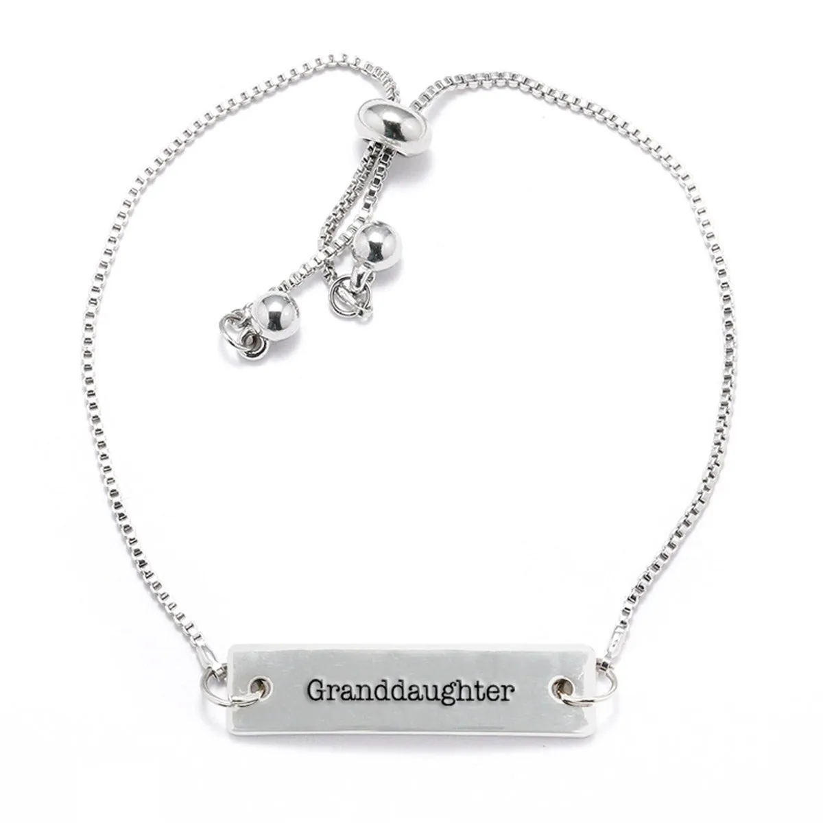 Silver Granddaughter Adjustable Bar Bracelet