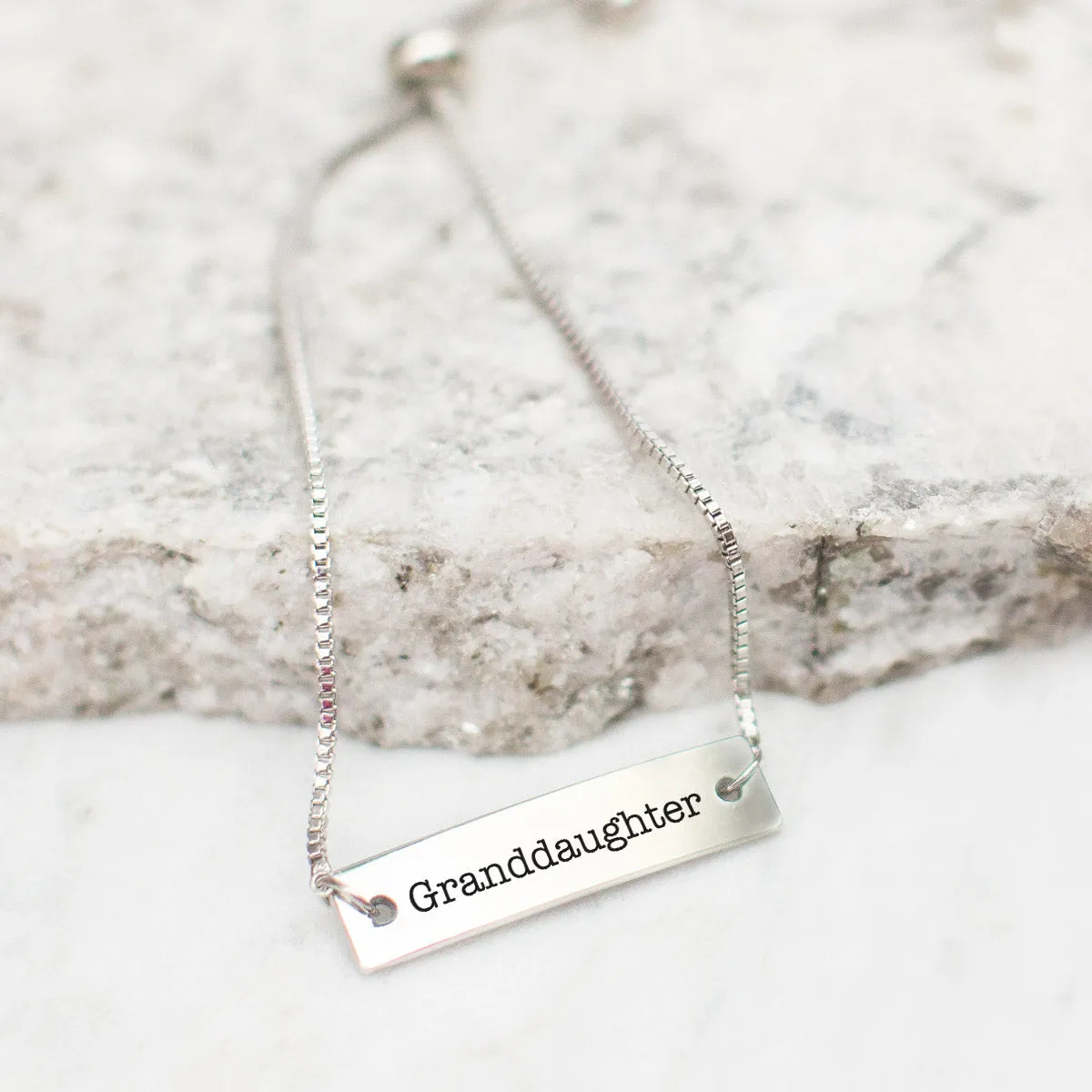 Silver Granddaughter Adjustable Bar Bracelet