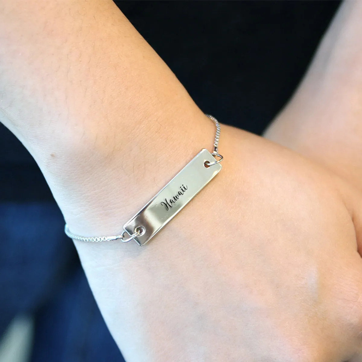 Silver Hawaii Adjustable Bar Bracelet