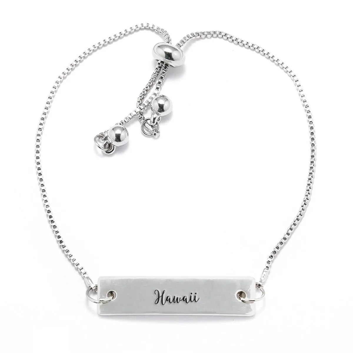 Silver Hawaii Adjustable Bar Bracelet