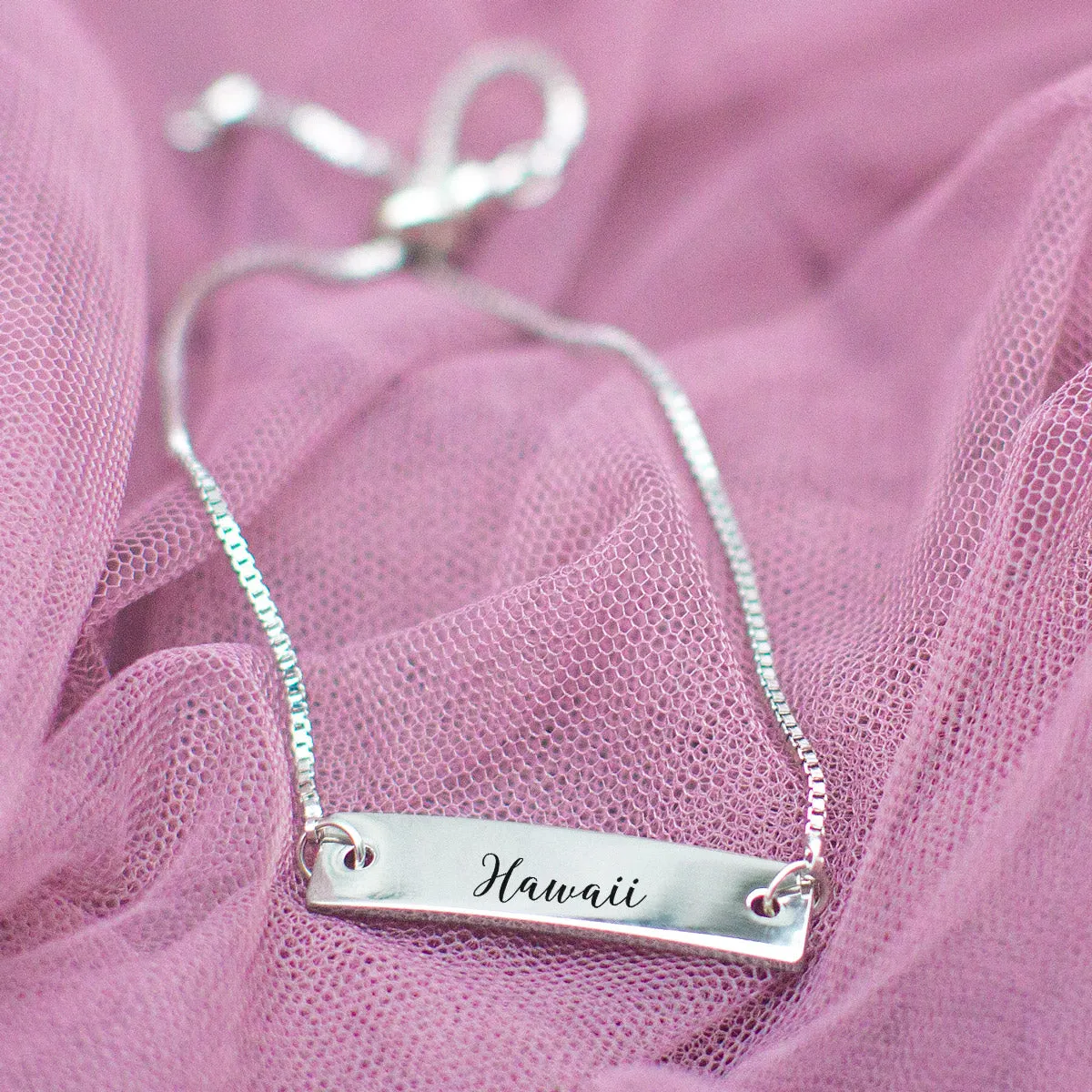 Silver Hawaii Adjustable Bar Bracelet