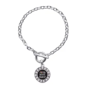 Silver I Love My Autistic Daughter Circle Charm Toggle Bracelet
