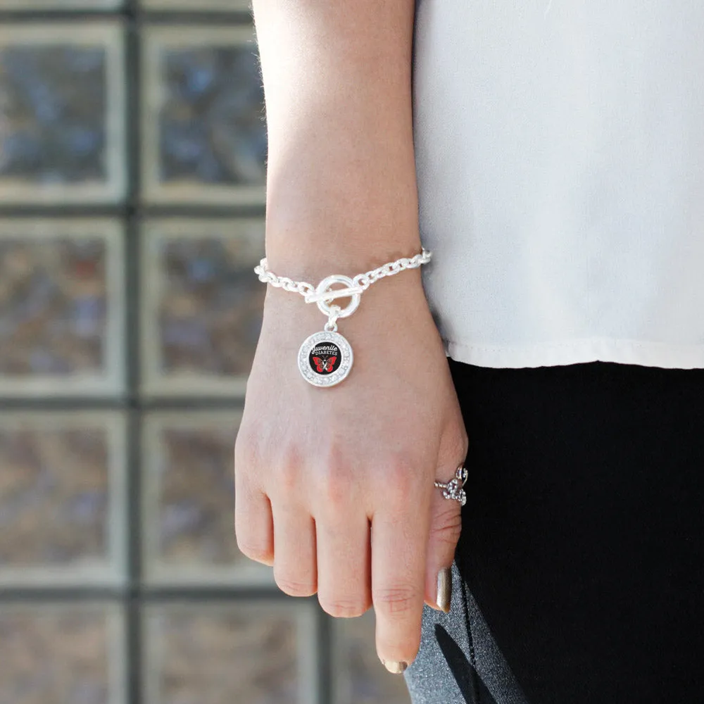 Silver Juvenile Diabetes Circle Charm Toggle Bracelet