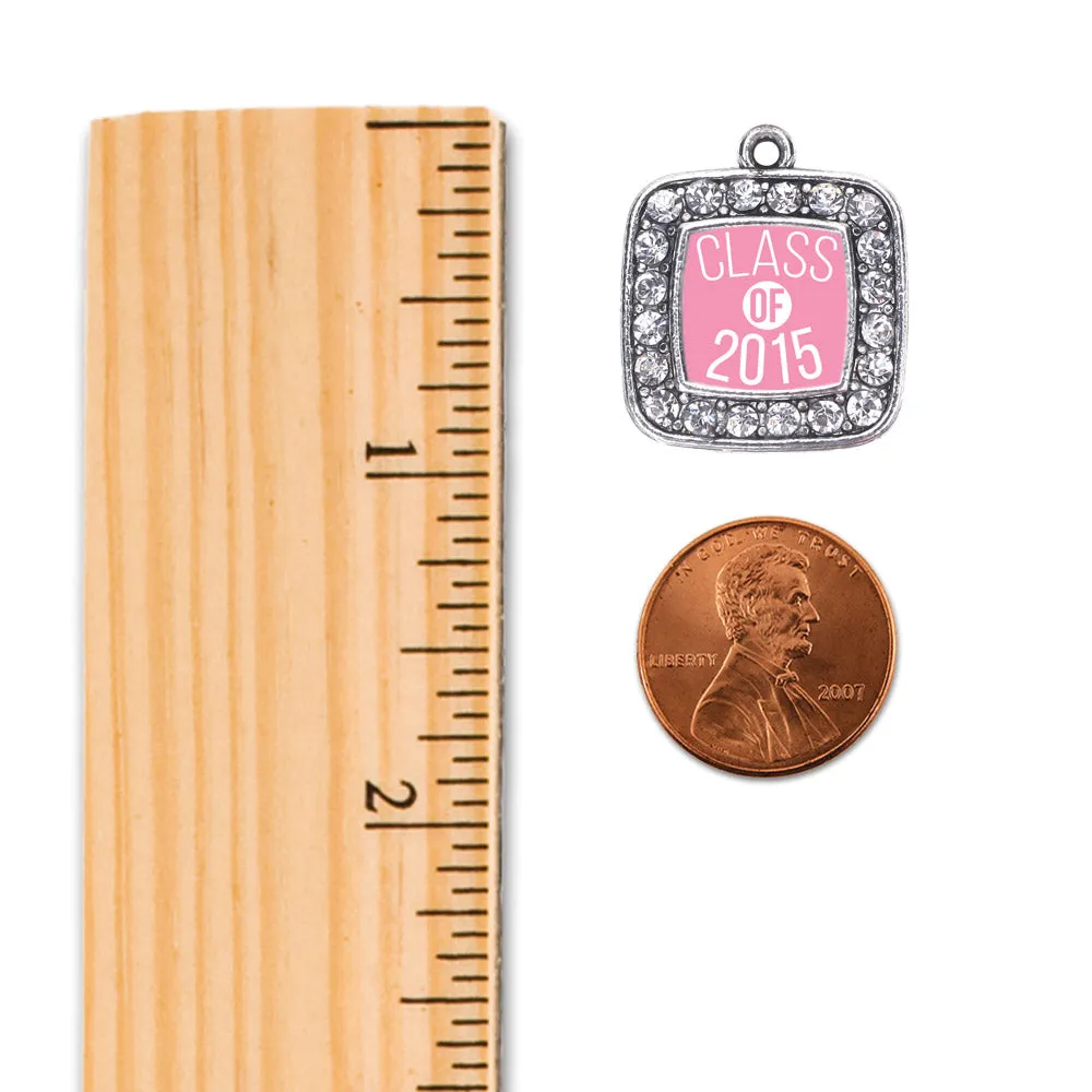 Silver Light Pink Class of 2015 Square Charm Braided Bracelet