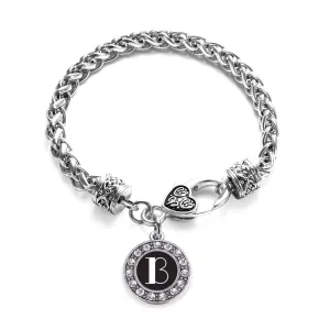 Silver My Vintage Initials - Letter B Circle Charm Braided Bracelet