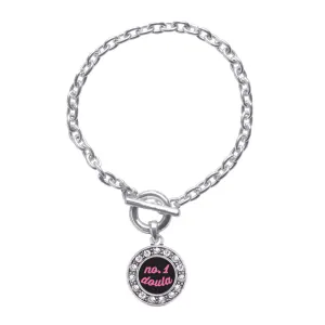 Silver No.1 Doula Circle Charm Toggle Bracelet
