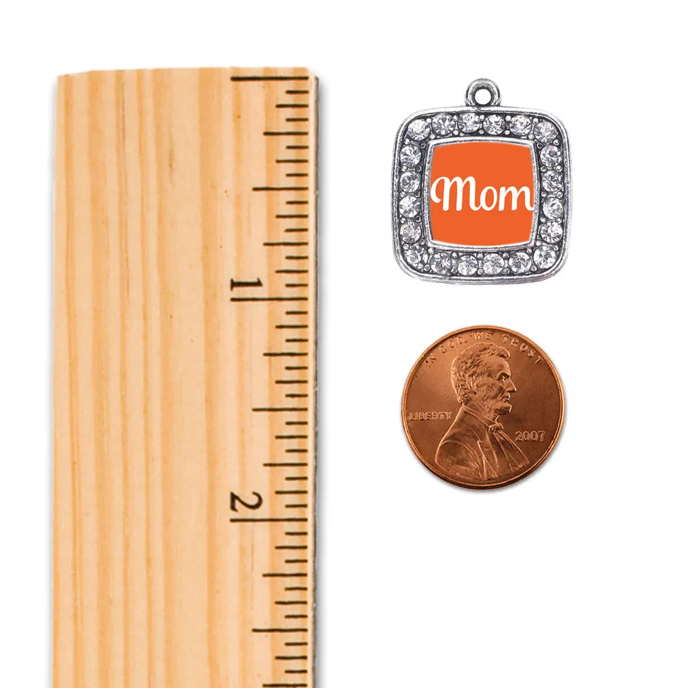 Silver Orange Mom Square Charm Toggle Bracelet