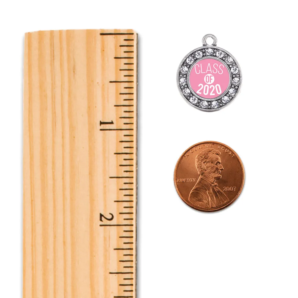 Silver Pink Class of 2020 Circle Charm Braided Bracelet