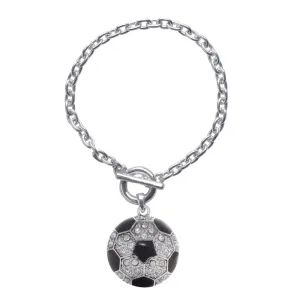 Silver Soccer Ball Charm Toggle Bracelet