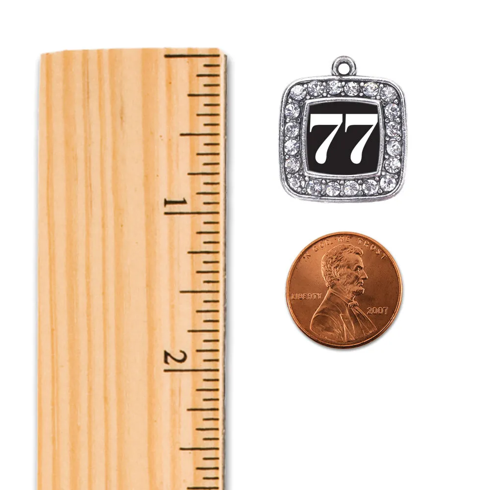 Silver Sport Number 77 Square Charm Toggle Bracelet