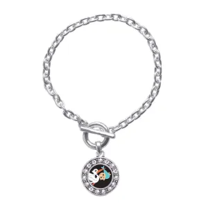 Silver Stork Brings A Boy Circle Charm Toggle Bracelet