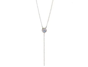 Simple Stone Necklace with Drop Chain