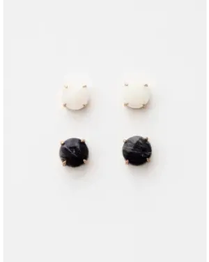 Stella   Gemma - Black & White Jade Earring