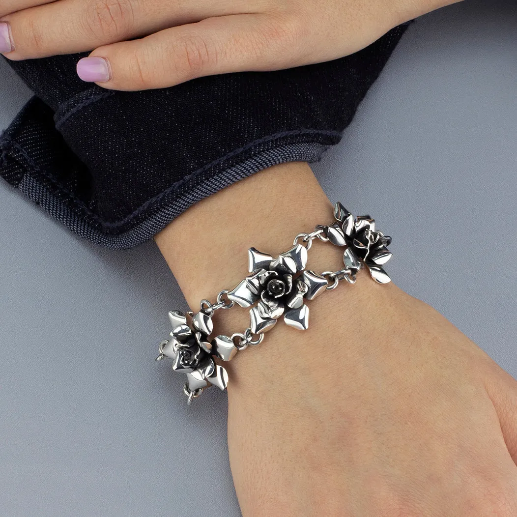 Sterling Silver Rose Bracelet