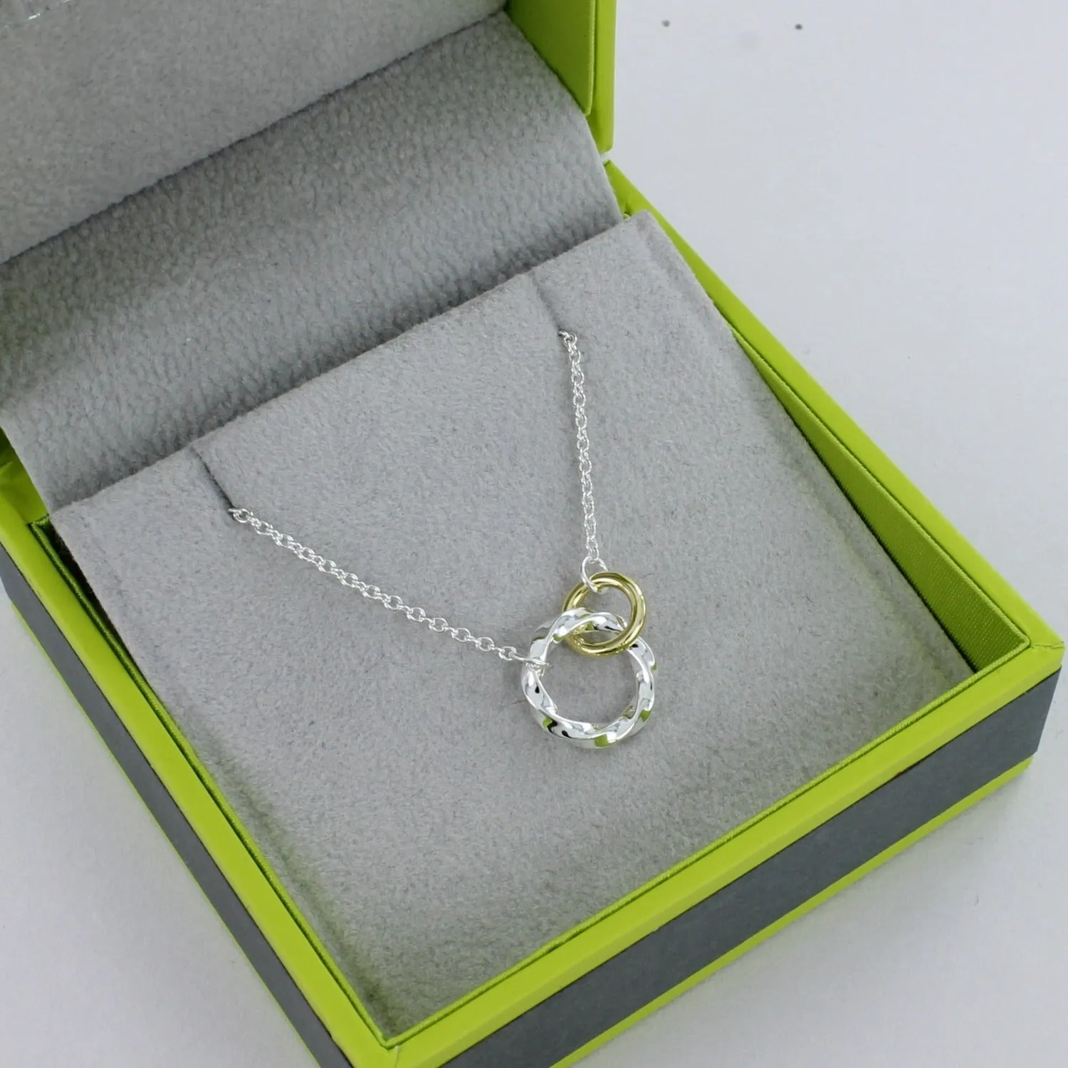 Sterling Silver Twin Ring Rope Necklace