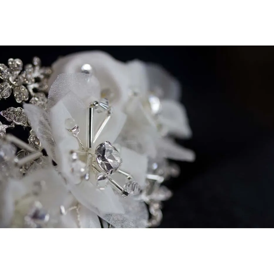 Sweet Chiffon and Crystals Flower Comb
