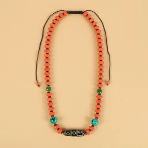 Tianzhu Agate Coral Necklace Tibetan Men and Women Retro Long Ethnic Style Collarbone Chain Tibetan Accessories