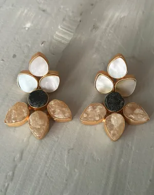 Tricolour Flower Earrings