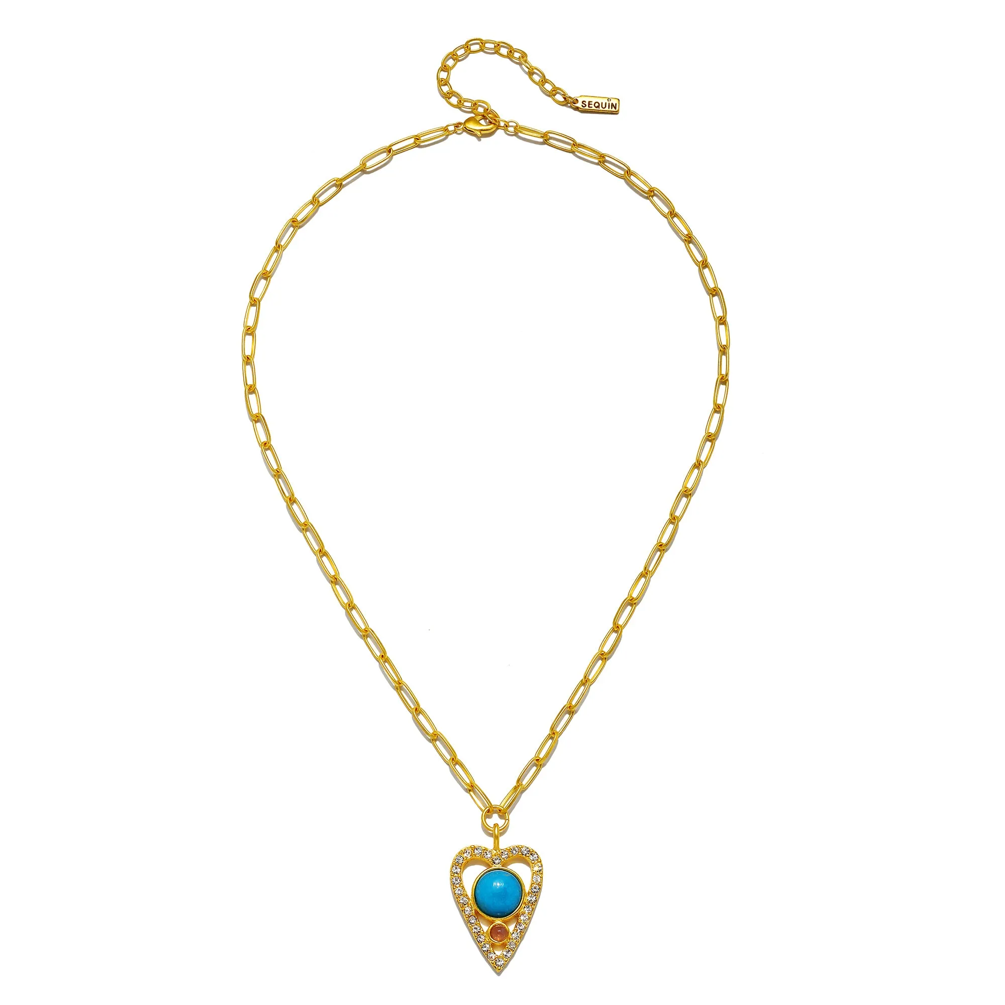 Turquoise Open Heart Pendant Necklace