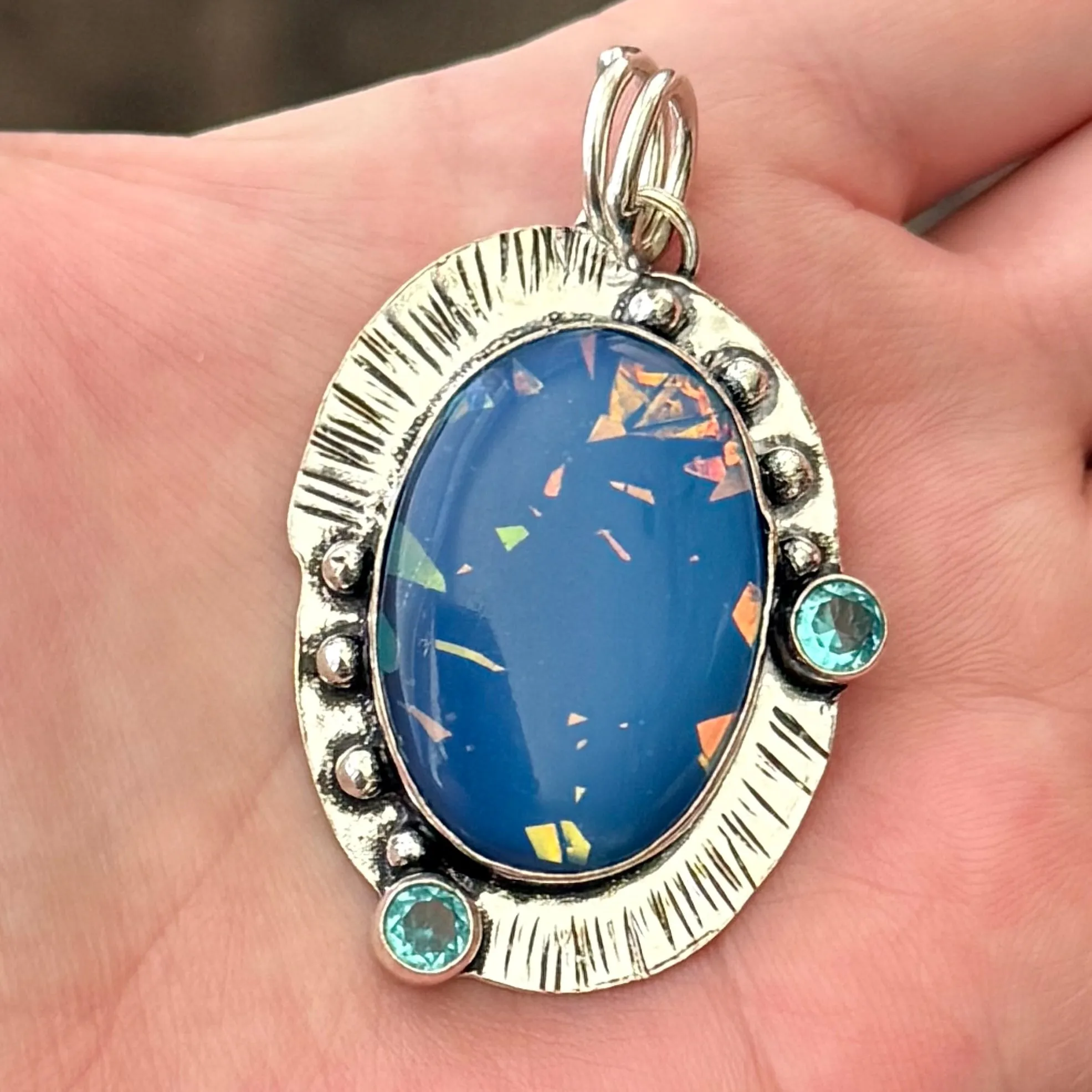 Unique Doublet Australian Opal Apatite Gemstone Pendant Adjustable Necklace New
