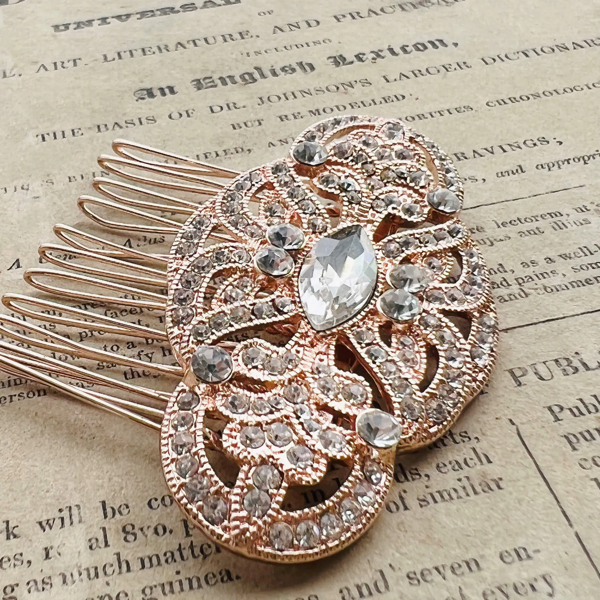 Valencia, Rose Gold Art-Deco Comb