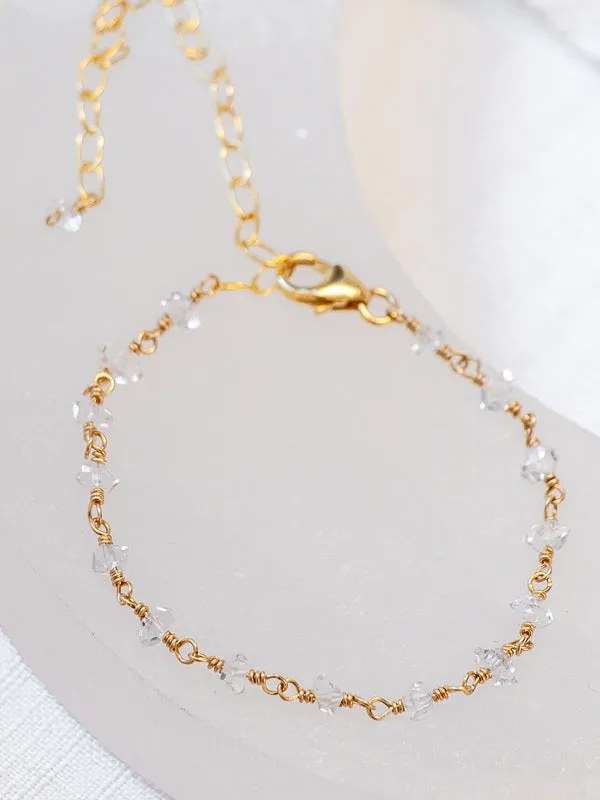 Vannucci Herkimer Diamond Bracelet | Gold Filled