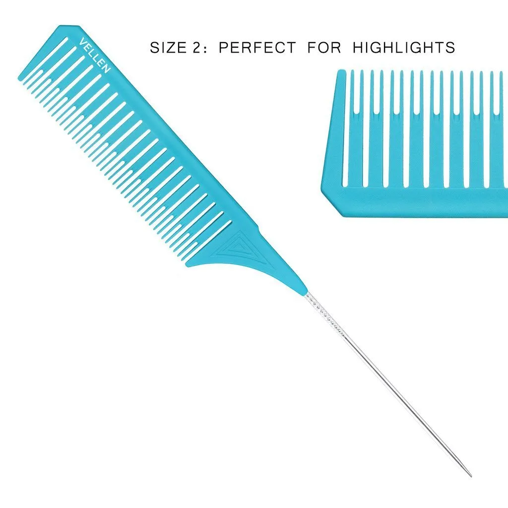 Vellen Hair Pemium Tail Comb Set Green Blue Trio**