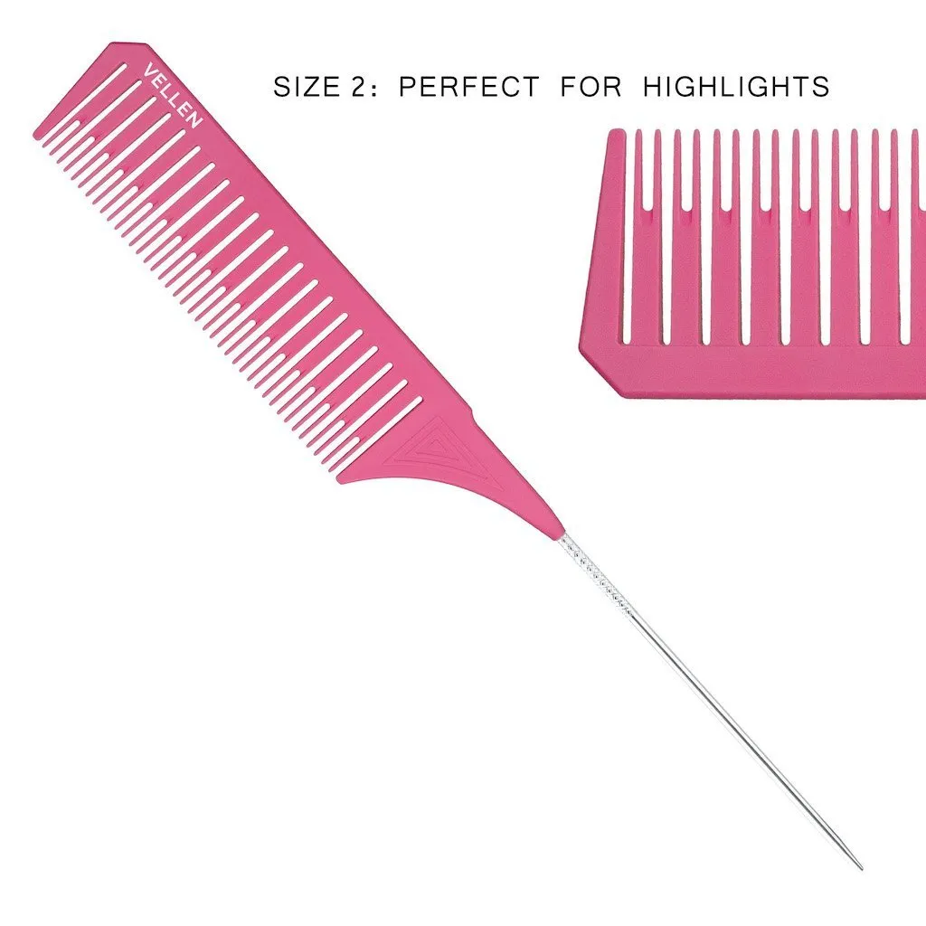 Vellen Hair Pemium Tail Comb Set Pink Trio**