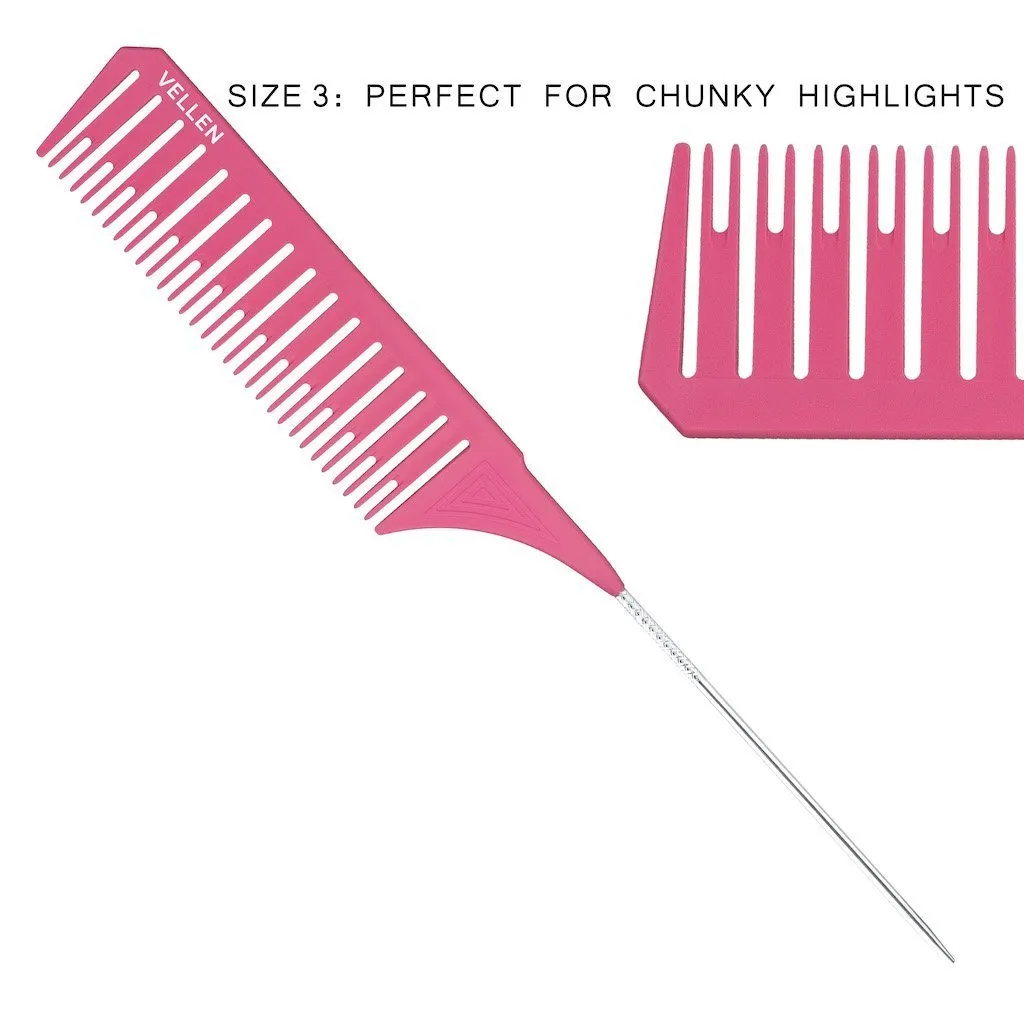 Vellen Hair Pemium Tail Comb Set Pink Trio**