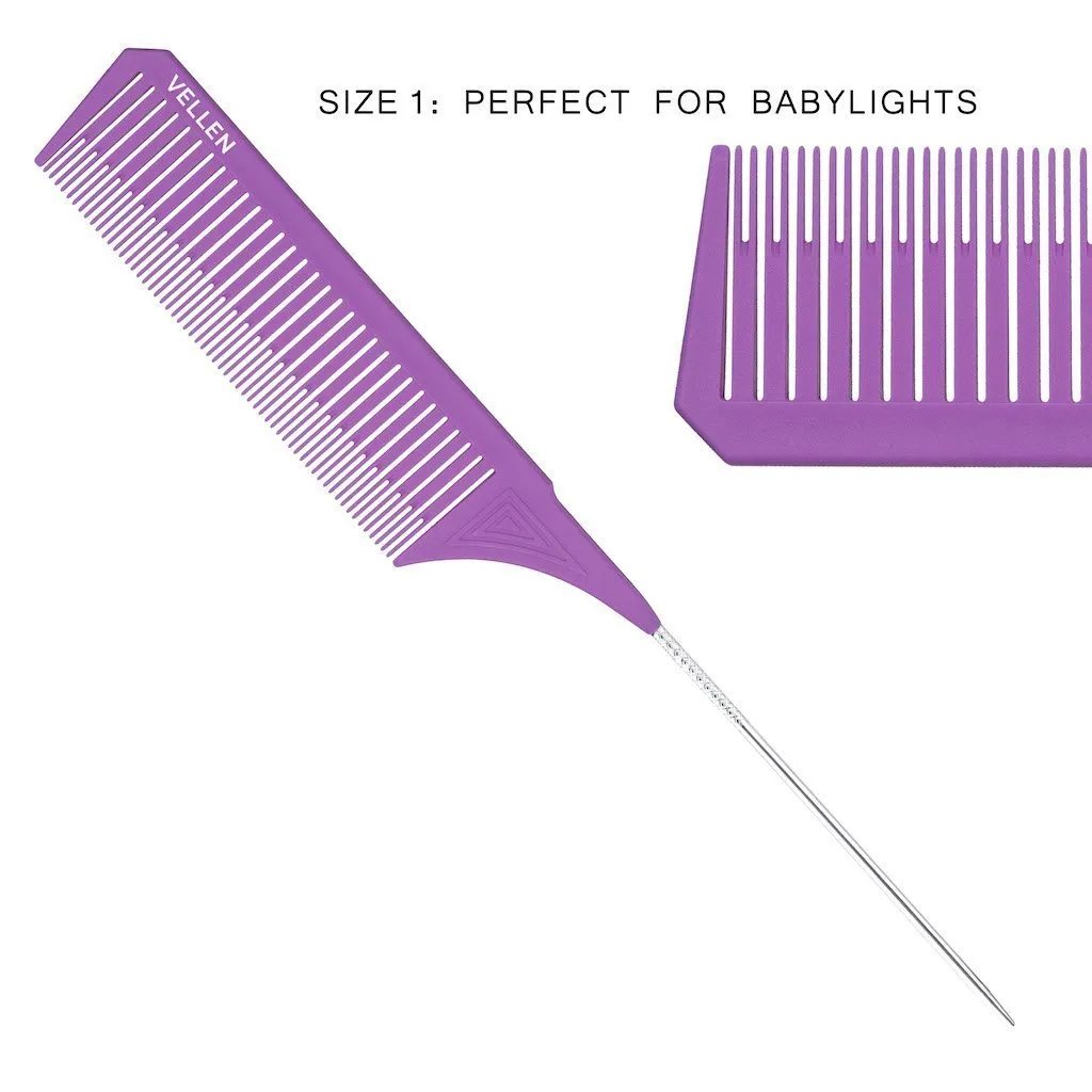 Vellen Hair Pemium Tail Comb Set Purple Pink Trio**